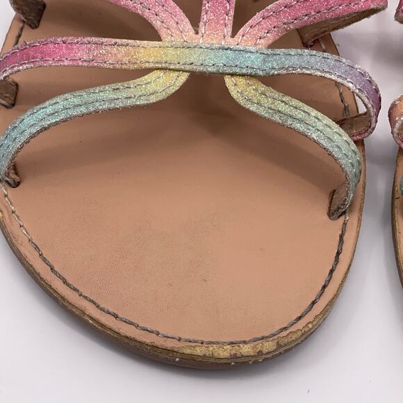 Cynthia Rowley Sz 5 Rainbow Sparkle Glitter Gladiator Sandals Back Zip Girls - Picture 4 of 13